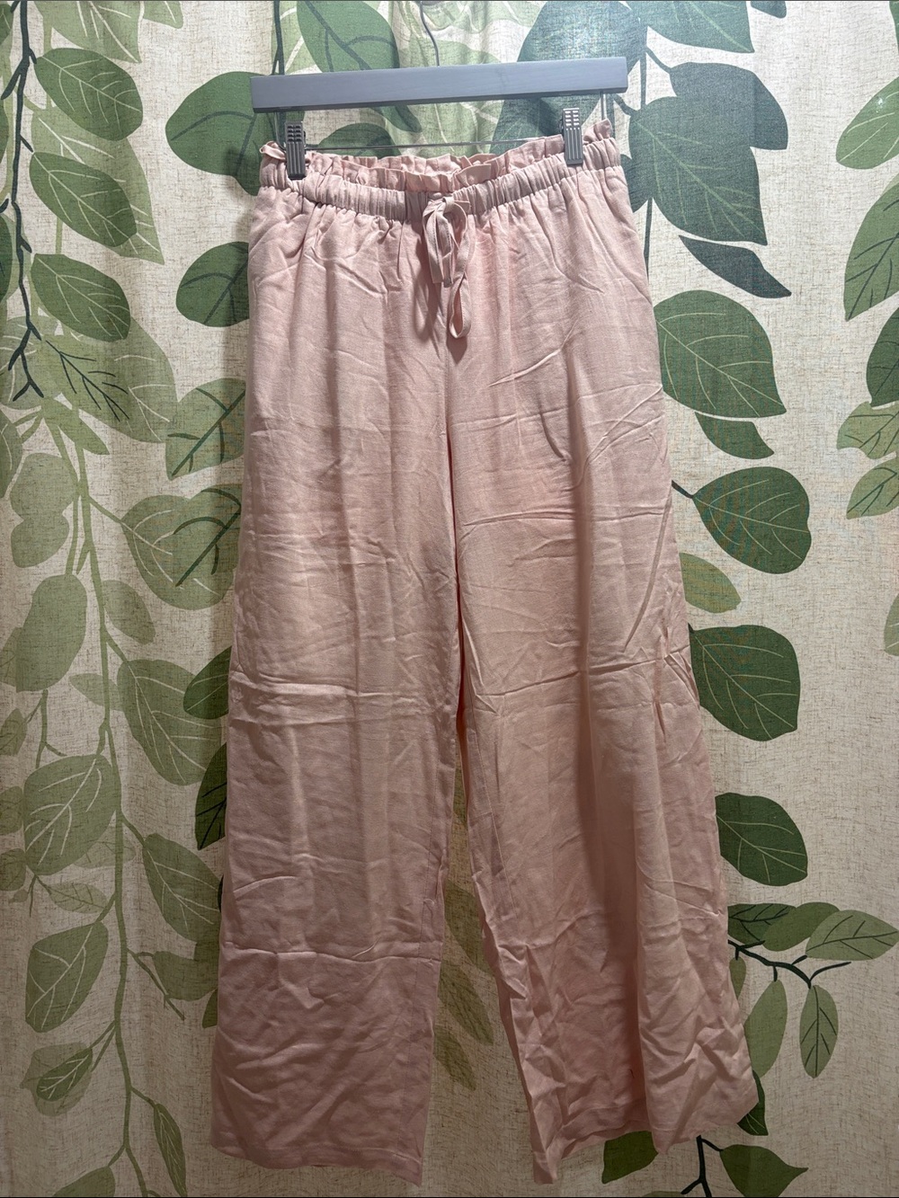 Mystree Blush Pink Wide-Leg Drawstring Pants